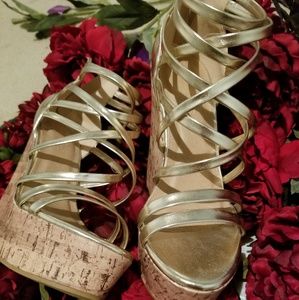 Charlotte Russe gold wedges